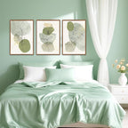 KAlRNE Boho Botanical Framed Canvas Wall Art Set of 3(16”X24”),Abstract Sage Green Wall Decor,Minimalist Watercolor Picture,Modern Geometric Black Line Art Prints For Living Room Bedroom Office