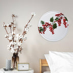 Wall Picture, with Holly Berry Branches Printed Circular Iron Hanging Picture,Wall Art Decor,Home for Bedroom Living Room Bathroom Decor,Iron Painting 11.8X11.8 in