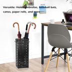 Tefola Metal Umbrella Stand ,Metal Umbrella Holder with 4 Hooks,Square Mesh Umbrella Holder for Home, Entryway, Office, Hotel & Supermarket(Black, 16.5 x 6.5 x 6.5Inch)