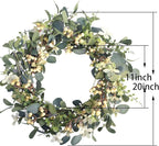 20Inch Artificial Eucalyptus Berry Wreath Green Leaf Eucalyptus Wreaths Spring Summer Wreath for Front Door Window Hanging Wall Party Decorations (20in)