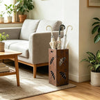 Vintage Umbrella Stand for Entryway, PVC Square Freestanding Umbrella Holder with Removable Water Tray Umbrella Storage Rack for Canes Walking Sticks, Indoor Home, Office, Hotel