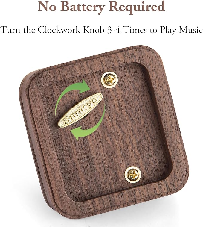 Cant Help Falling in Lov Wind Up Wooden Music Box, Vintage Musical Gifts for Birthday Christmas Valentine's Day Anniversary (Walnut)