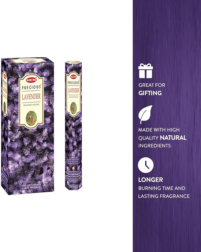 HEM Lavender Incense Sticks – Pack of 120 | Hand-Rolled in India | Soothing Floral Aroma for Relaxation, Stress Relief, Meditation, Yoga, Prayer & Home Fragrance