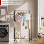 Clothes Garment Coat Rack Drying Clothing Racks Metal Freestanding for Hanging Clothes Portable Closet for Laundry Bedroom Black