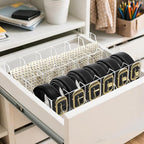 ZENFUN 12 Compartments Belts Storage Box, Acrylic Belt Organizer, Belt Container Storage Holder Clear Belts Display Case for Watch, Hair Accessories, Jewelry, Closet and Drawer
