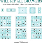 10 PCS Drawer Organizer Set, 4 Varied Size Bathroom and kitchen Drawer cabinet organizer Trays, Clear Storage Bins for Makeup, Jewelry, Utensils and Gadgets