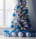 Emopeak 12Pcs Christmas Balls Ornaments for Xmas Christmas Tree - 4 Style Shatterproof Christmas Tree Decorations Hanging Ball for Holiday Wedding Party Decoration (Lake Blue, 3.2"/8CM)