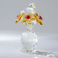 Crystal Bird & Forget-Me-Not Flower Figurine,3x4 inch Glass Flower Collectible Ornaments for Home Decor Table Centerpiece Glass Bouquet Flowers Keepsake Gifts for Women （Yellow）