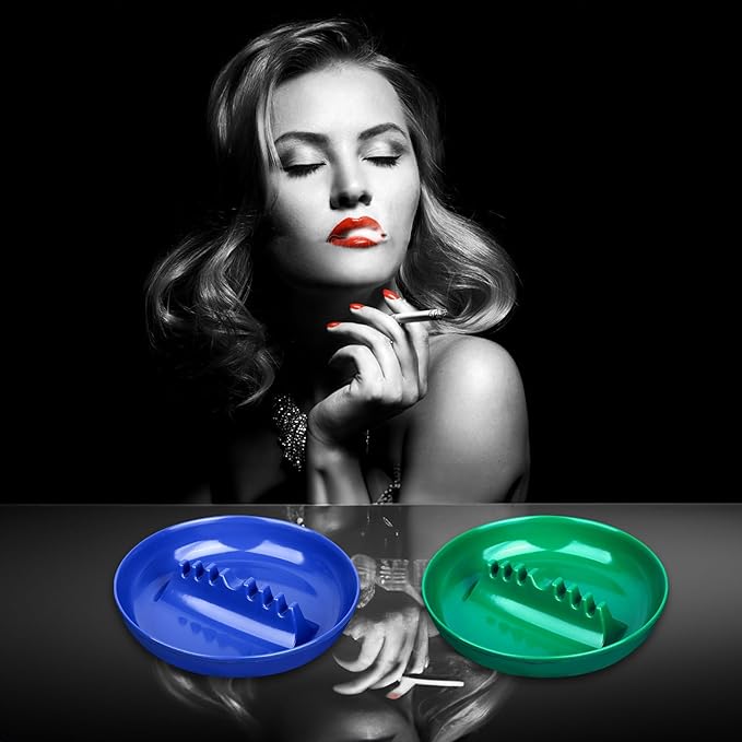 3Pcs Green Ashtray Sets, Ash Tray for Cigarettes and Cigar, Round Large Size Plastic Ashtrays, for Indoor Outdoor Home Office Patio Restaurant Bar Hotel Use (Set of 3 Green)