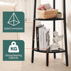 Yoobure Corner Shelf, 5-Tier Corner Bookshelf with Metal Frame & Wood Ladder Shelves - Display Shelf & Tall Bookcase, Plant Stand for Home Decor - Bedroom, Living Room, Office