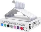 Utopia Home Plastic Hangers 20 Pack - Space Saving Clothes Hanger - Durable & Strong Closet Organizers and Storage with Built-in Strap Hooks - Essential for Shirts, Pants, Skirts & Coats (White)