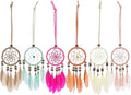 Mini Dream Catcher 6pcs Set - Car Interior Rearview Mirror Dangle Bag Pendant Charm 1.2" Diameter and 9" Long (Diameter 2.1“ 6pcs)