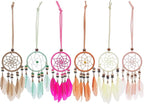 Mini Dream Catcher 6pcs Set - Car Interior Rearview Mirror Dangle Bag Pendant Charm 1.2" Diameter and 9" Long (Diameter 2.1“ 6pcs)