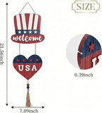 Valery Madelyn 4th of July Wreath, Patriotic Wreath for Front Door, Red White and Blue Top Hat and Heart Wall Signs for Memorial Day Independence Day USA 250th Anniversary, 22 inch