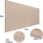 Foldable Large Bulletin Board, 72x48 Inches Cork Board Alternative, Large Felt Board Decorative Pin Board for Wall, Foldable Photo Board Self-Adhesive Vision Board with 36 Pushpins Khaki