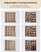 StorageWorks Shoe Organizer for Closet, Fits up to 16 Pairs, Shoe Cubby Storage Containers with Adjustable Dividers and Clear Cover, Gray and White Stripes