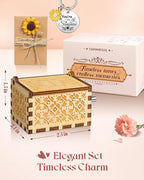 Swooflia Mother's Day Wooden Music Box for Jesus - Hand Crank Engraved Musical Box Vintage Mechanism Personalized Gifts for Mom Aunt Daughter Niece Granddaughter Grandma Friend On Birthday
