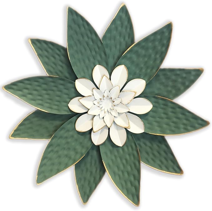 Metal Flower Wall Art Decor,10" Rustic Modern Antique Floral Sculpture, Distressed Iron Wall Hanging Home Decoration Accent Artworks for Indoor Kitchen Bedroom Living Office Outdoor Garden Patio