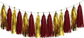 20Pcs Burgundy and Glod Paper Tassel Garland,Maroon and Glod Tissue Tassel Banner for Party Decorations