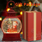 Christmas Santa Snow Globes, Cat Family Musical Snow Globe Light up Swirling Glitter Snow Globe Red Lantern with Timer, Christmas Tree Holiday Party Gifts and Decorations, USB & Battery Operated