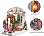 Christmas Village Lighted Tree Shop by Moments in Time LED Musical Holiday Building with Battery Operation, Handcrafted Décor for Christmas Village Display 7.5”