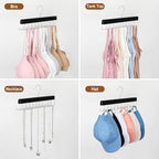 TOPIA HANGER 2 Pack 2 in 1 Belt Tie Hanger for Closet Max 60 Belts with 60 Ties Capacity, 40 Hooks Belt Tie Racks Wooden Hanger for Closet Organizer Storage “U” Fit Belt and “一” Fit Tie - CT52B