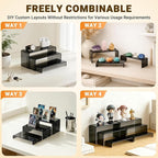 FUNFERY Acrylic Display Risers, 2 Set(7.8" L~8.2" L~8.6" L~9”L) Display Shelf for Figure, Collectibles, Cupcake, Black Acrylic Stands for Dessert, Jewelry, Candy Showcase, 4 Tier Action Figure Stand