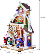 Santa’s Workshop Animated Christmas Village Moments in Time LED Lights, Music & Moving Scene Hand-Painted Polyresin Holiday Building with Adapter Christmas Home Décor Collectible