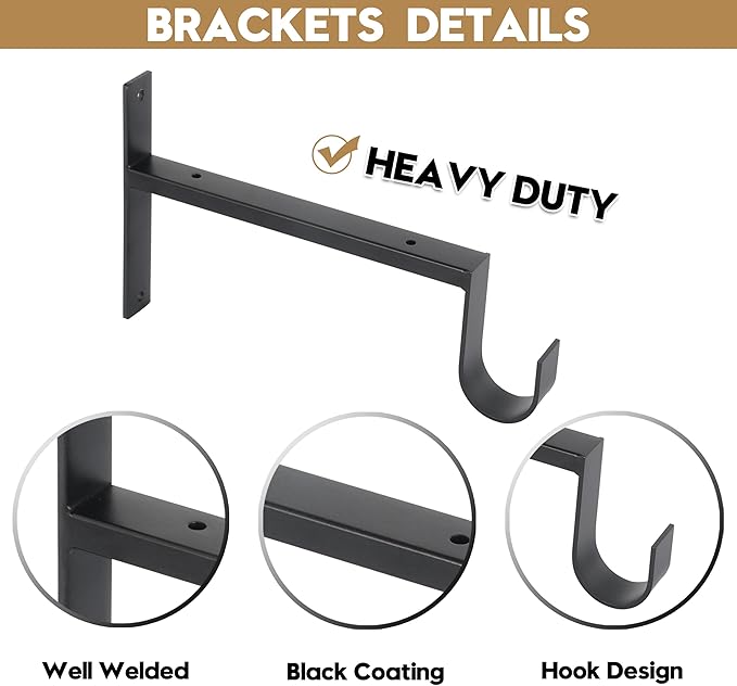 AddGrace Heavy Duty Closet Rod and Shelf Brackets 10 Inch Wall Mounted Closet Rod Bracket with Pole Holder Shelving Support with Screws for Laundry (4 Pack)