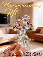 Crystal Figurines with Bird & Forget-Me-Not, 4.7 Inch K9 Crystal Keepsake & Paperweight, Romantic Home Decor Table Centerpiece for Mother Wife Sister (Colorful)