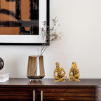 Antique Gold Reading Thinker Statue, Set of 2 Bookshelf Decor Abstract Art Thinker Sculptures, Modern Aesthetic Figurine Home Decoration Ornaments for Living Room Office Shelf Coffee Table Desk Decor
