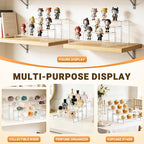 FUNFERY Acrylic Display Risers, 2 Set(7.8" L~8.2" L~8.6" L~9”L) Display Shelf for Figure, Collectibles, Cupcake, Clear Acrylic Stands for Dessert, Jewelry, Candy Showcase, 4 Tier Action Figure Stand