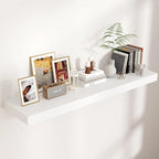 Venusmiles Floating Shelves for Wall, 48 Inch Wide x 12 Inch Deep Floating Shelves, Long Wood Floating Wall Shelf Shelves for Living Room Bathroom Bedroom Kitchen Home - (White, 48" W x 12" D x 2" H)