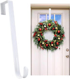12” Metal Over The Door Wreath Hanger for Front Door – Non-Scratch Door Hook for Hanging Christmas Wreaths, Holiday Decor & Welcome Signs, Durable Wreath Hanger Hooks for Home Decoration, White