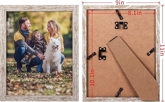Lyeasw Rustic 8x10 Picture Frame Set of 12, Multi Woodgrain Farmhouse Photo Frames for Wall or Tabletop, Beige