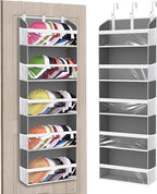 Over the Door Hat Organizer for Baseball Caps, Hold up to 60 Hats Rack Storage for Door/Closet/Wall, Clear Pockets Hanging Hat Holder for Baseball Caps with 10 Mesh Pockets, Grey