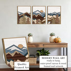 BINCUE Framed Mountain Wall Art Boho Landscape Wall Decor Mountain Artwork Boho Mountains Wall Pictures Landscape Paintings Rustic Farmhouse Decor for Office Living Room Bedroom Office 12" Lx16 W Set of 3