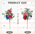 Idyllic 6 Pcs Red White & Blue Patriotic Floral Stems, Artificial Roses Hydrangeas Daisies for 4th of July, Memorial Day Wreath & Holiday Decor