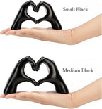 FANTESTICRYAN Small Heart Hands Statues Hand Love Sculpture Cute Decorative Home Decor Ornaments for Living Room, Wedding, Office Desktop, Cabinets, Bookshelf, Gift for Mom (Small Black)