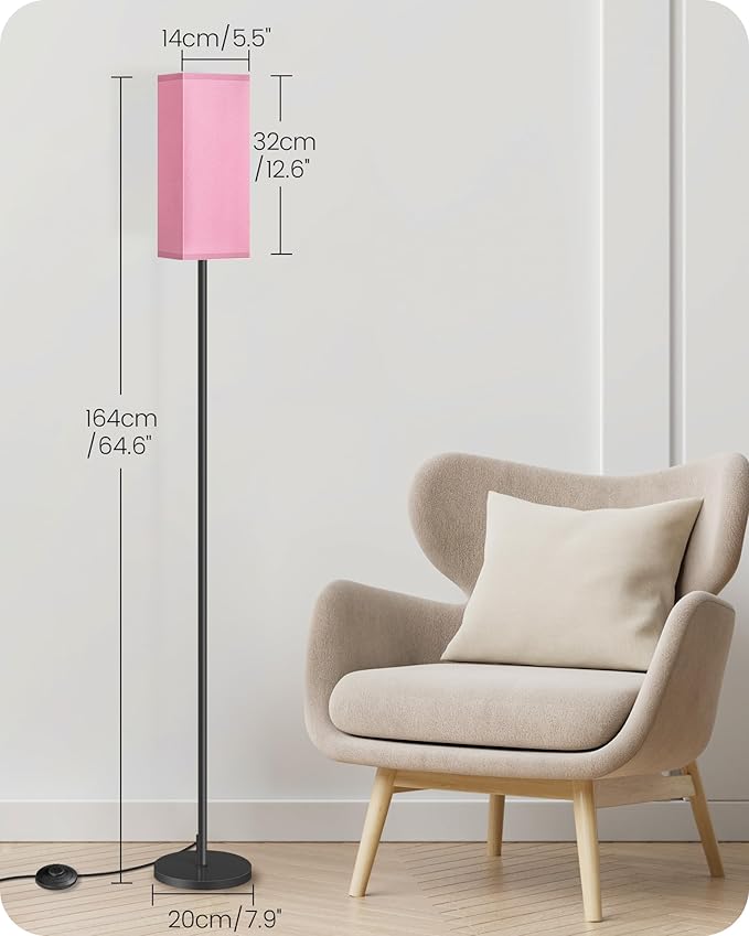 Set of 2 Floor Lamps for Living Room, Modern Tall Standing Lamps with Foot Switches, Bulb Not Included, 64.6'', for Living Room, Bedroom, Study, Kids Room, Pink and Black P07LDP205W1