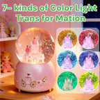 Pink Castle Snow Globes, Girls Music Snowglobes with LED 7 Colors Lights, Automatic Snow Fall Effect, Home Decor for Kids Room Essentials, Gifts for Birthday Christmas Valentines Mother's Day (Pink)