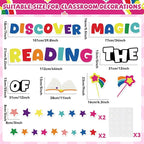 gisgfim Classroom Bulletin Board Decoration Set Wall Door Decor Colorful Reading Classroom Decorations for Kindergarten Preschool Elementary Middle School(Discover The Magic of Reading)