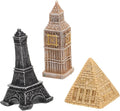 Milisten 3pcs Miniature Architectural Model Set Pyramid Statue Eiffel Tower Clock Tower Figurines Scene Accessories for Home Décor and Collectible Display