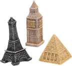 Milisten 3pcs Miniature Architectural Model Set Pyramid Statue Eiffel Tower Clock Tower Figurines Scene Accessories for Home Décor and Collectible Display