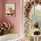 Funny Girl Bathroom Wall Art Pink Cute Girly Bathtub Wall Decor Picture, Trendy Girl Bathroom Martini Cocktail Poster Canvas Print Painting Minimalist Cute Woman Artwork 12x16 inch Wood Framed