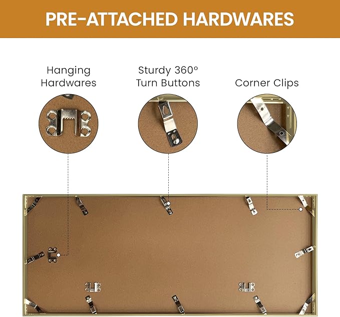 11x27 Aluminum Metal Picture Frame,Tempered Glass Gold Photo Frame 11x27 for Family Photo,Posters,Art,Document to Wall Mount Horizontally or Vertically