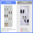 28 Large Pockets Over the Door Shoe Organizer with 4 Hooks for Different Widths Doors, Hanging Shoe Rack Holder for Closet Men Sneakers, Women High Heels