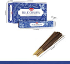 HEM Premium Blue Champa Masala Incense Sticks | Pure Herbs, Wood Powder | Aromatherapy Incense for Stress Relief, Air Purifier & Cleansing | Gift Set - Pack of 12 (15 GMS Each)