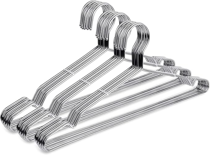 Fayleeko Wire Coat Hangers - Strong Heavy Duty Stainless Steel Metal Hangers, Ultra Thin Space Saving (30 Pack, 16.5 Inch)
