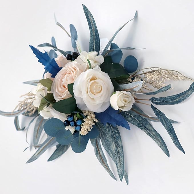Wnvivi Artificial Arch Flower Decorations,Blue Rose and Peony Swag Wreath,Decorative Floral Garland Wedding Arch Flowers for Ceremony Reception (A1)